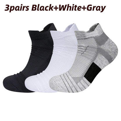 3 Pairs Mesh Sports Terry Socks Cushioned Moisture-managing And Durable Reduces Foot For Running Hiking Cycling Baskateball