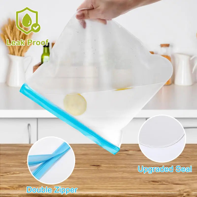 3/5pcs Silicone Food Storage Bag Reusable Up Zip Shut Bag Leakproof Fresh Bag Food Storage Bag Fresh Wrap Ziplock Bag
