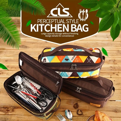 Camping Travel Cooking Utensils Storage Bag, Travel Bag, Portable BBQ Camping Cookware Kitchen Toolkit