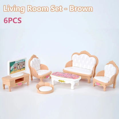 Hot Sale Cute Kawaii Pink 10 Items/Lot Miniature Dollhouse Furniture Accessory Kids Toys Kitchen Cooking Things For Girl Gifts