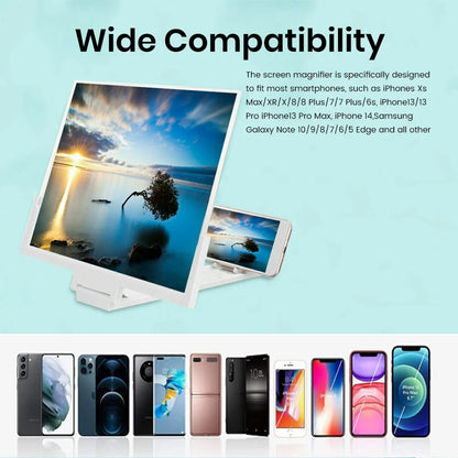 14" Screen Magnifier for Cell Phone -3D Magnifying Projector Screen Enlarger Expander for Movies, and Videos Compatible