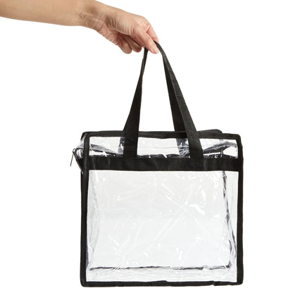 2Pcs Clear Tote Bags with Zipper Large Capacity Transparent Shoulder Bag Multipurpose Transparent Totes for  Work School Gym