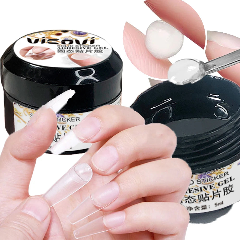 5ML Easy Stick Solid Nail Patch Gel No-Flowing Modelling Stick Tips Clear Nail Gel Gummy Adhesive Bond UV Nail Glue GY031&*