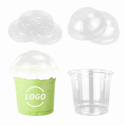 Disposable 400ml Plastic Cups with Lids Clear PET Snack and Drink Cups for Boba Milk Tea and Cold Beverages