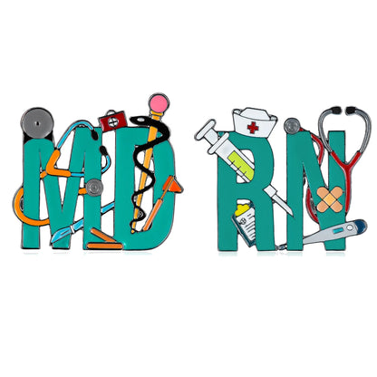 Creative RN MD Coloful Enamel Pin Brooch Medical nursing Lapel Lanyard Bag Badge Jewelry Accessories Gift for Nurse Doctor