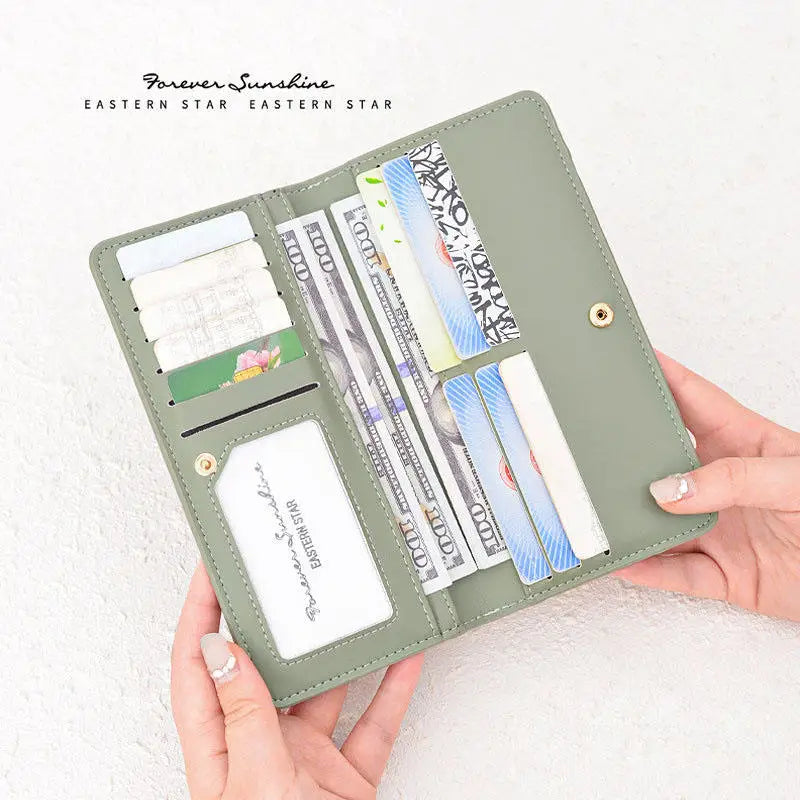 RFID Blocking Ultra-Thin Wallet for Women, Multi-Card Check Credit Card Bag, Multi-functional Zipper Buckle, Long Fashion wallet