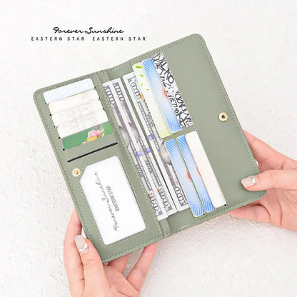 RFID Blocking Ultra-Thin Wallet for Women, Multi-Card Check Credit Card Bag, Multi-functional Zipper Buckle, Long Fashion wallet