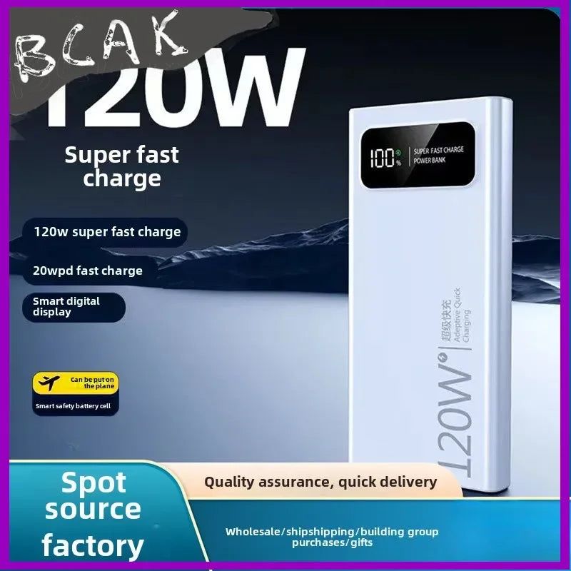 Quality BCAK New 120W Power Bank 20000mAh Super Fast Charging Large Capacity Mobile Power Supply