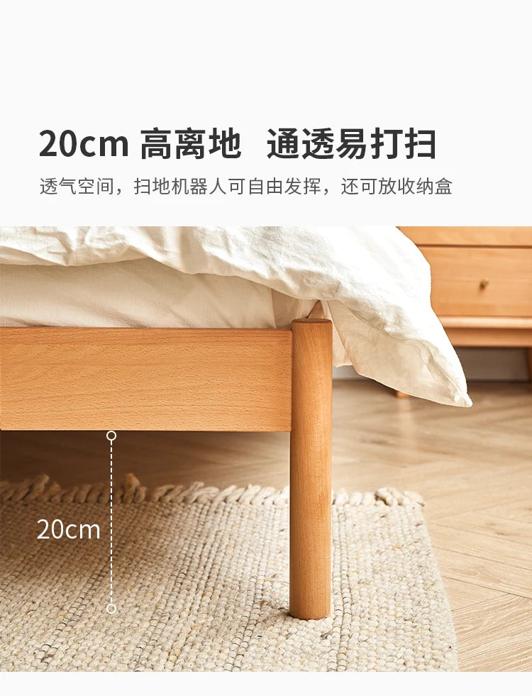 Solid wood bed 1.8 meters double  master bedroom Nordic room modern simple single bed 1.2m 1.5m