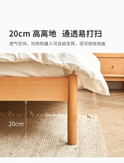 Solid wood bed 1.8 meters double  master bedroom Nordic room modern simple single bed 1.2m 1.5m