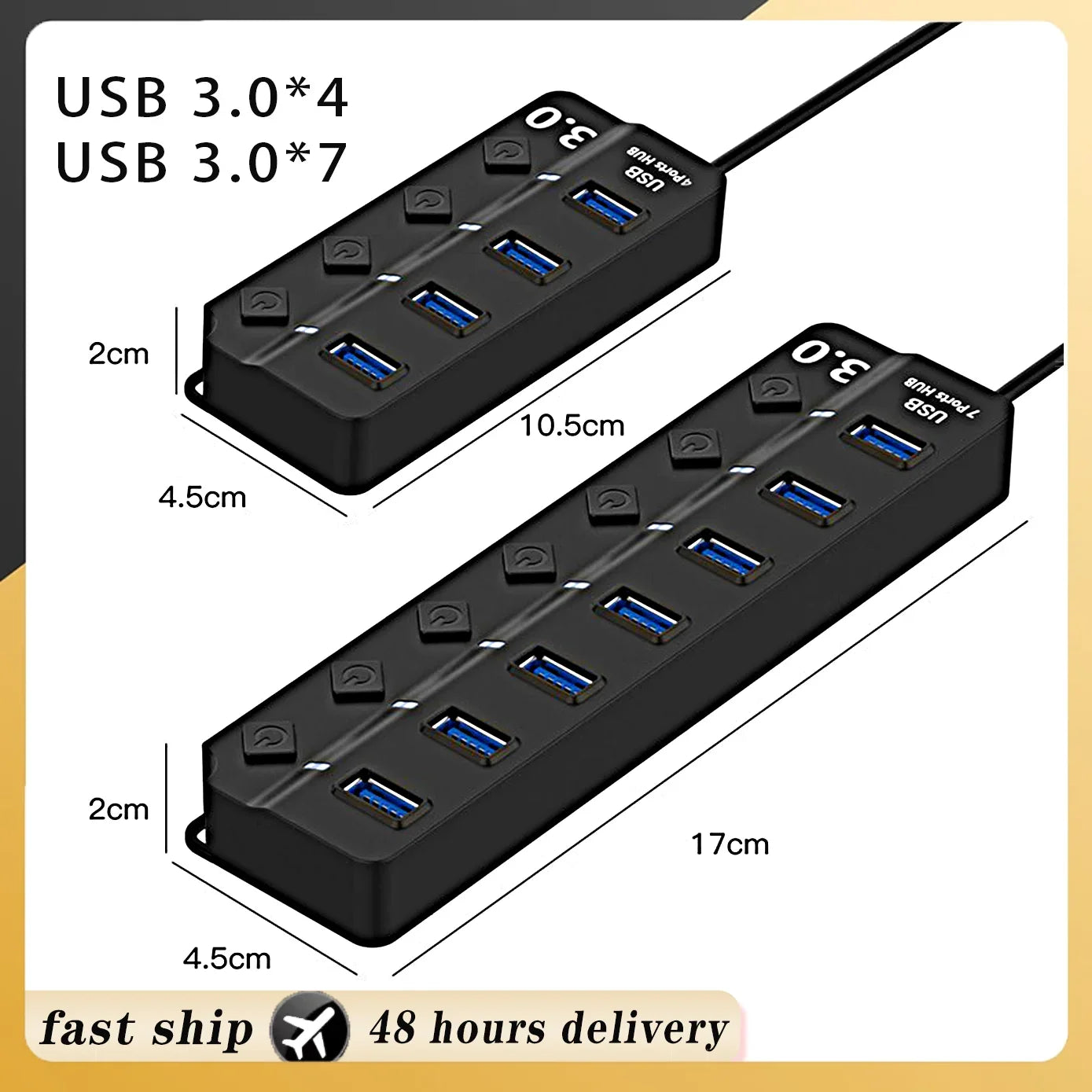 USB 3.0 Power Adapter 4/7 Port Multi USB Splitter Hub 3.0 USB Hub Multiple Expander Switch 30CM Cable Hub Docking Stations