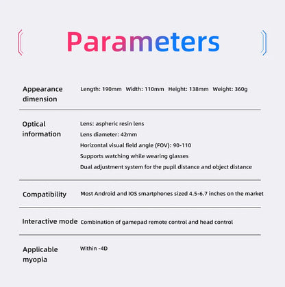 VR Glasses 3D Virtual Reality Headset Helmet For Phone Lenses Goggles Devices Viar Smart Smartphones Cell Game Viewer Mobile Set