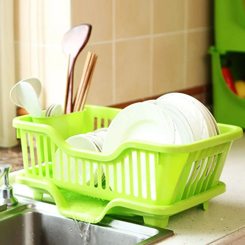Kitchen Utensils Dish Drying Rack Drainer Rack with Drain Board Countertop Dinnerware Plates Bowls Chopsticks Spoons Organizer