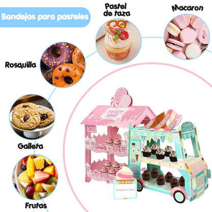 Floral Tea Party Cupcake Stand Teapot Birthday Party Dessert Tower Flower Tea Party Cupcake Stand Holder Tea Party Decorations