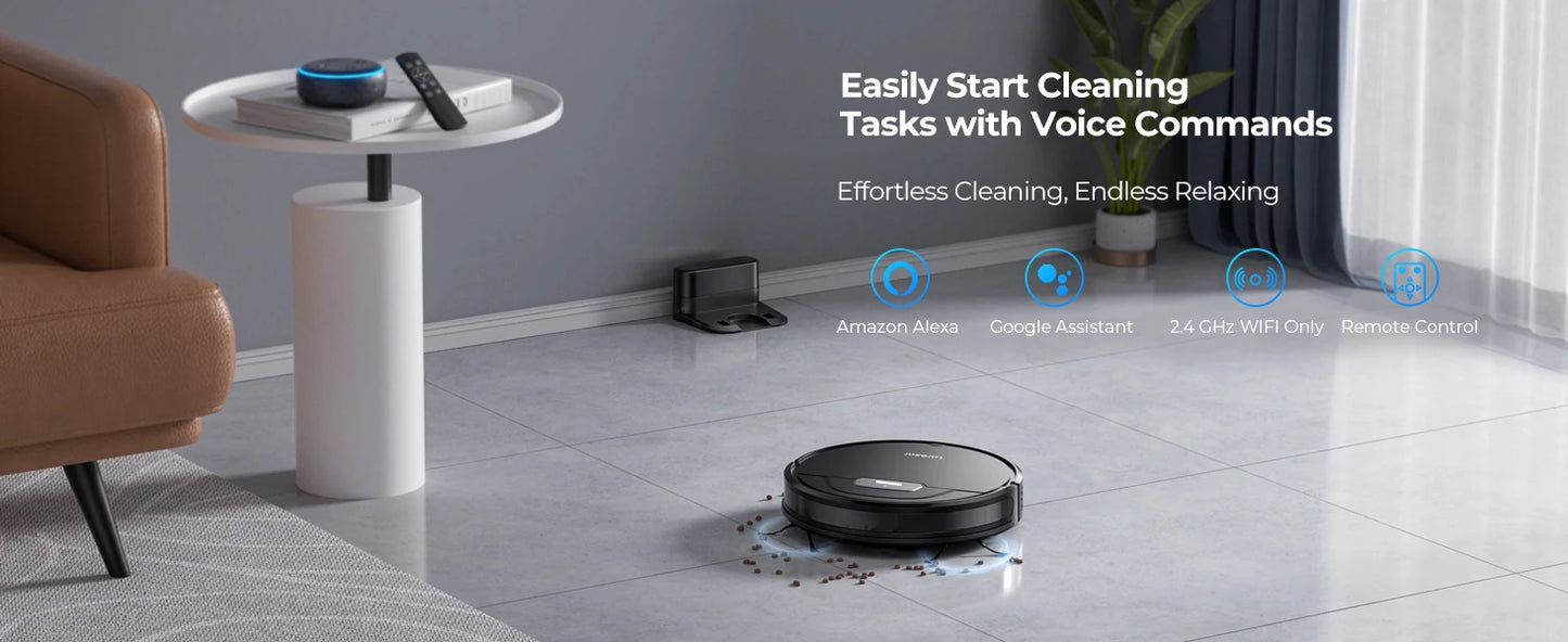 Laresar Robot Vacuums and Mop Combo 6000Pa Suction Auto Carpet Boost Self-Charging Super-Slim Robotic Vacuum Cleaner