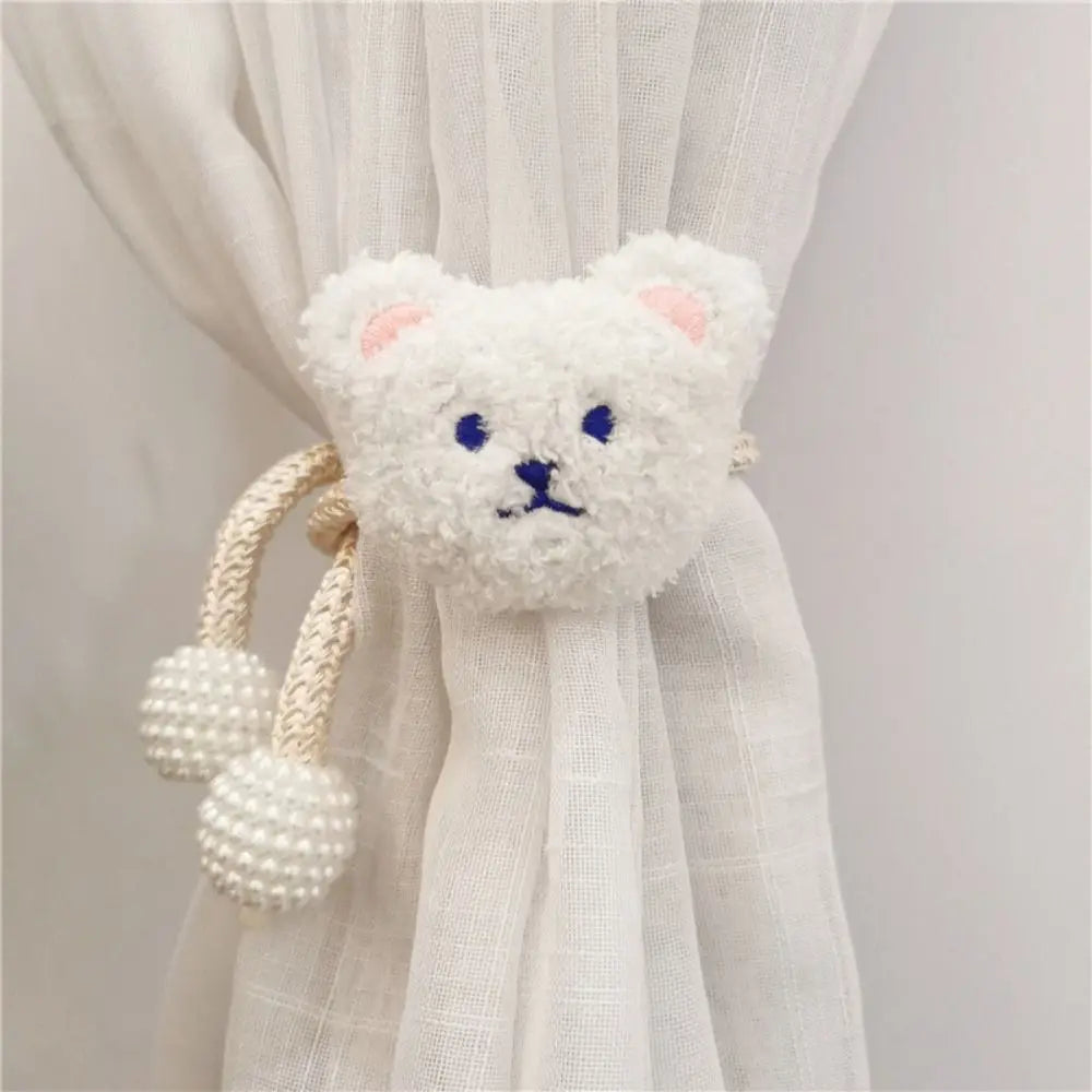 2Pcs Ins Cartoon Bear Curtain Cute Plush Window Curtain Buckles 3D Decorative Bear Curtain Tieback Curtain Accessories