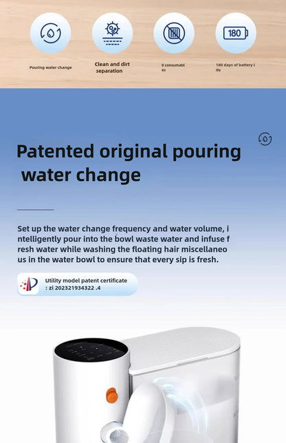 Pet water dispenser, dog and cat water dispenser, dumping cat water dispenser, running water charging automatic water feeder