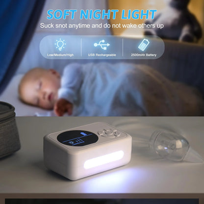 Baby Nasal Aspirator Electric Nose Cleaner with Built-In Music & Night Light Rechargeable Nose Booger Sucker for Infants Babies