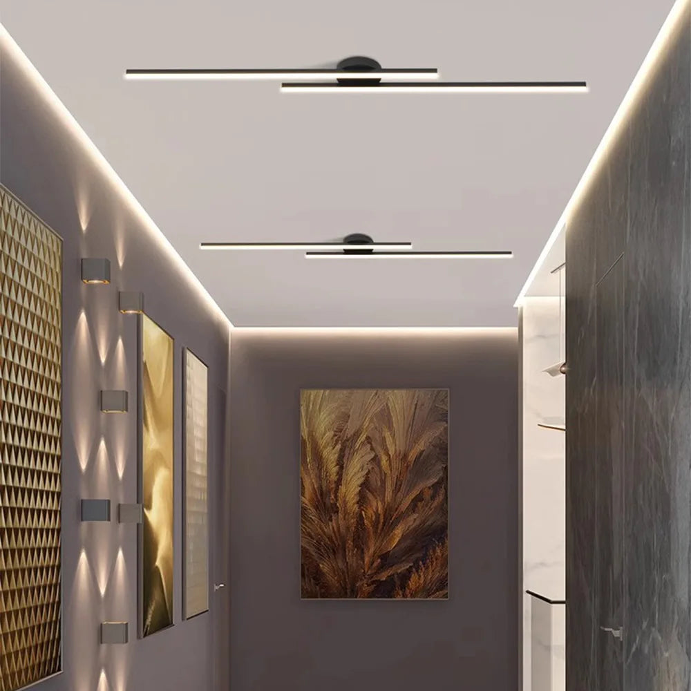 Long Aluminium LED Ceiling Light Modern Creative Design Ceiling Lamp Indoor Lighting Fixture Hallway Balcony Aisle Office Lustre