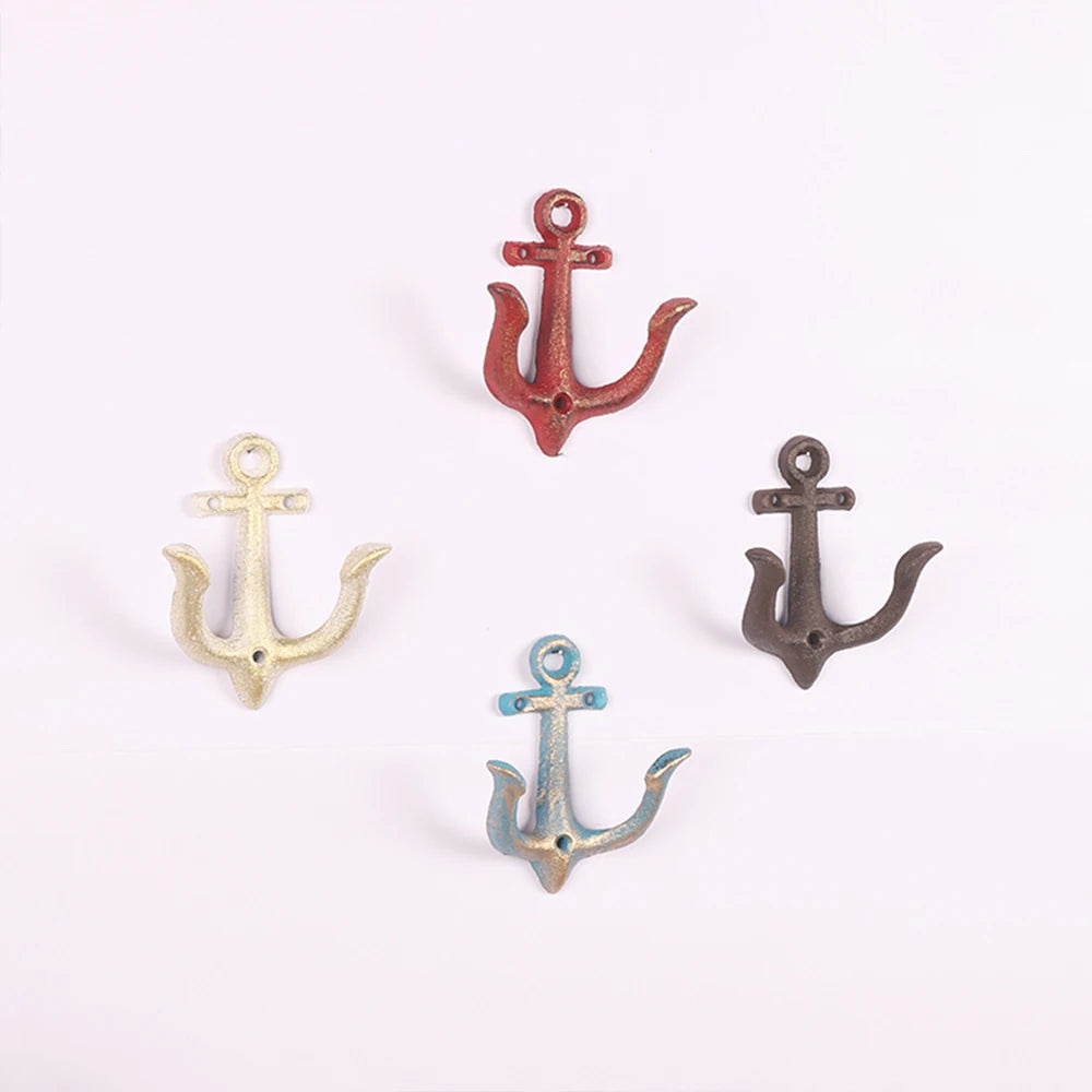Cast Iron Nautical Anchor Wall Hooks Coastal Theme Decorative Hooks Towel Hanger Jacket Holder Unique Key Hooks Backpack Racks