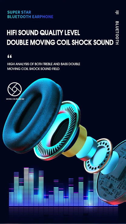 over-ear bluetooth headset wireless subwoofer headset folding card colorful luminous headset