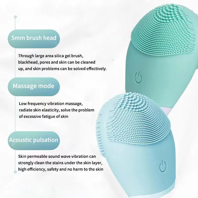 Electric Silicone Facial Cleanser Massager Skincare Massage Tool Beauty Machine Vibration Cleaning Of Pores Self Provided Batter