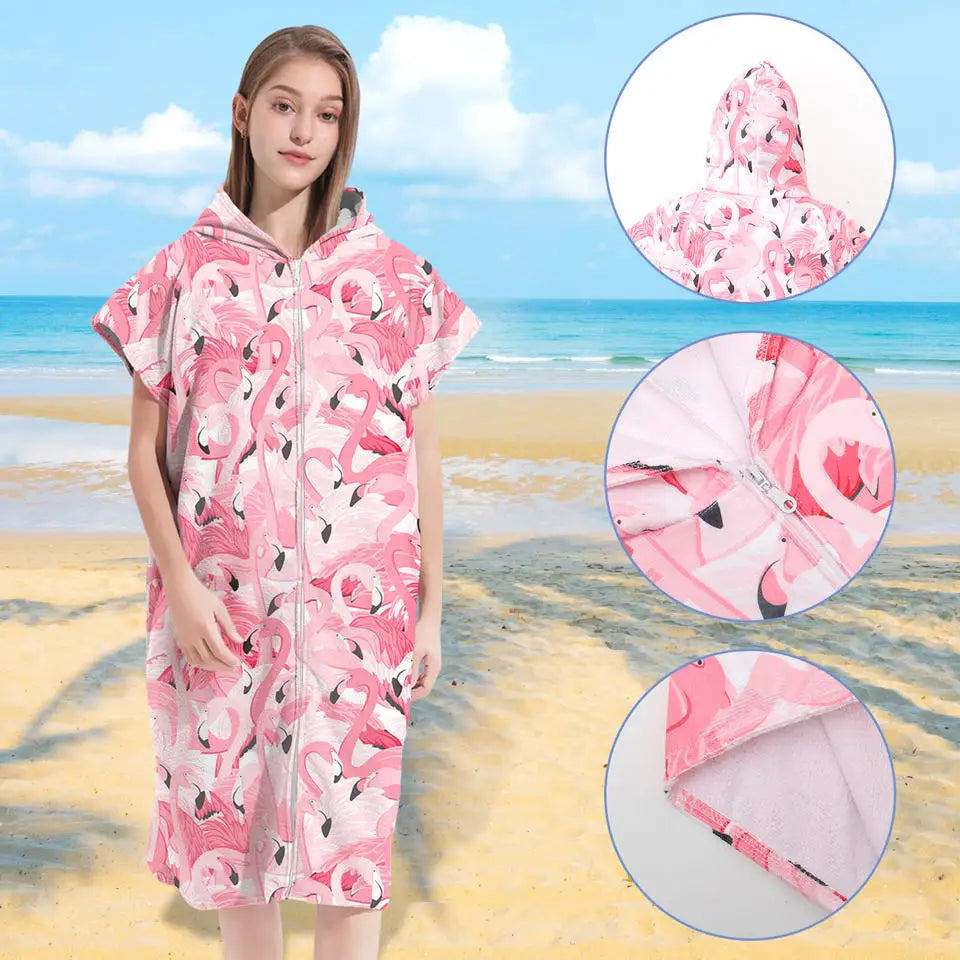 Beach Towel with Hood for Men and Women Hooded Towels Bath Robe for adult Quick Dry Lightweight Soft Microfiber Poncho Swim Robe