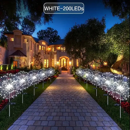 NEW 200LEDs Solar Fireworks Lights Outdoor Waterproof Solar Garden Lights 8 Lighting Modes With Remote Control Decorations Light