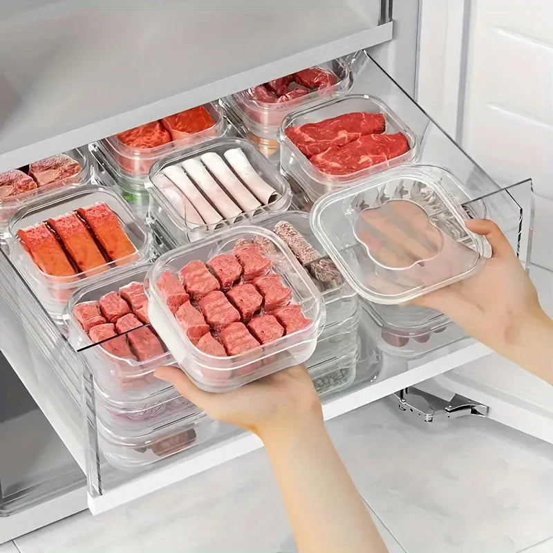 Food Storage Containers with Lids Thick Food Grade Plastic Food Container Square Stackable Refrigerator Organizer Bins