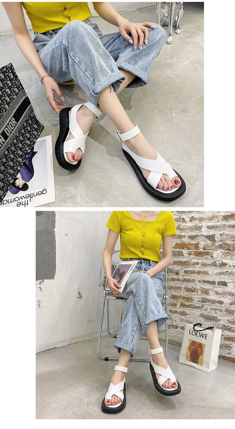 HOT Women's Sandals 2022 Summer Solid Color Comfortable Female Beach Shoes Chunky Sandals For Woman Non-Slip Shoe