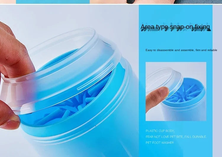 Portable Pet Outdoor Paw Cleaner Cup, Soft Silicone Combs, Quick Wash Foot Cleaning Brush, Towel, Bucket
