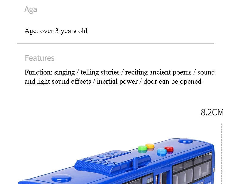High Quality Simulation Bus Large Size Drop-resistant Light Music Inertia Bus Model Pull Back Car Educational Toys Gifts