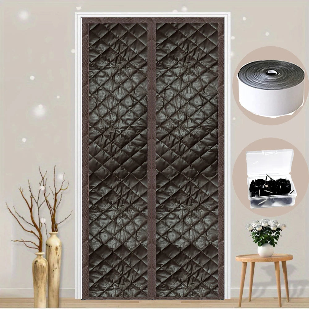 Winter Door Curtain Windproof Warm Partition Curtain Magnetic Door Curtain Punch-free Door Curtain Bedroom Block PU Curtain