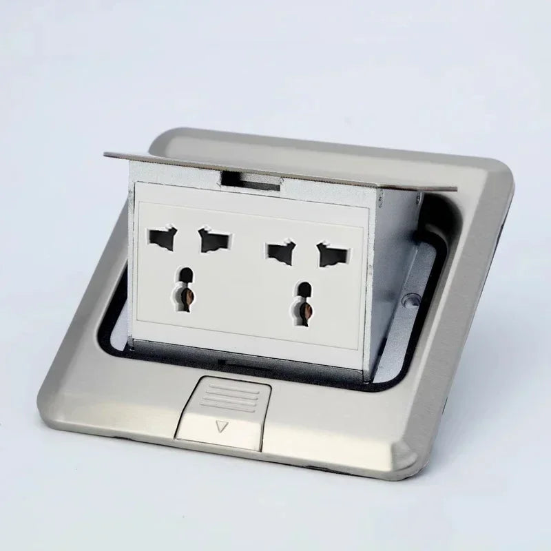 Pop Up Floor Socket Hidden Type EU/FR/US/UK/Universal Power Outlet Stainless Steel Electrical Switches For Home Office Table