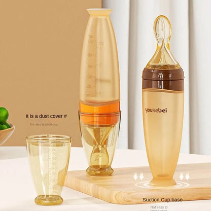 Silicone Baby Squeeze Spoon High Temperature Resistance Soft Tip Milk Feeding Bottle Flexible Convenient Rice Cereal Bottle