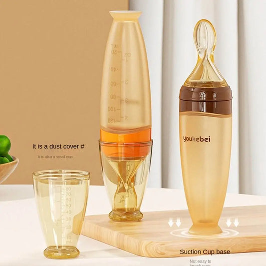 Silicone Baby Squeeze Spoon High Temperature Resistance Soft Tip Milk Feeding Bottle Flexible Convenient Rice Cereal Bottle