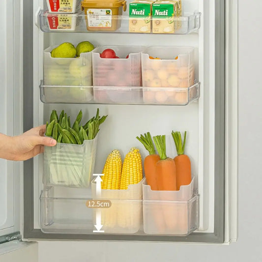 Plastic Refrigerator Organizer Bin Stackable Door Organizer Food Fresh Box Pantry Container Transparent Bins Shelf Basket