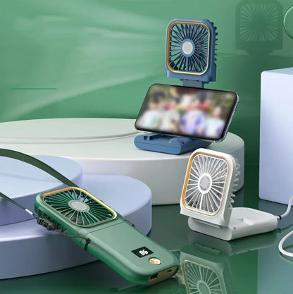 Handheld Small Fan, Desktop Small Fan, Portable USB Fan, Mini Power Bank, Folding Fan, Hanging Neck Fan