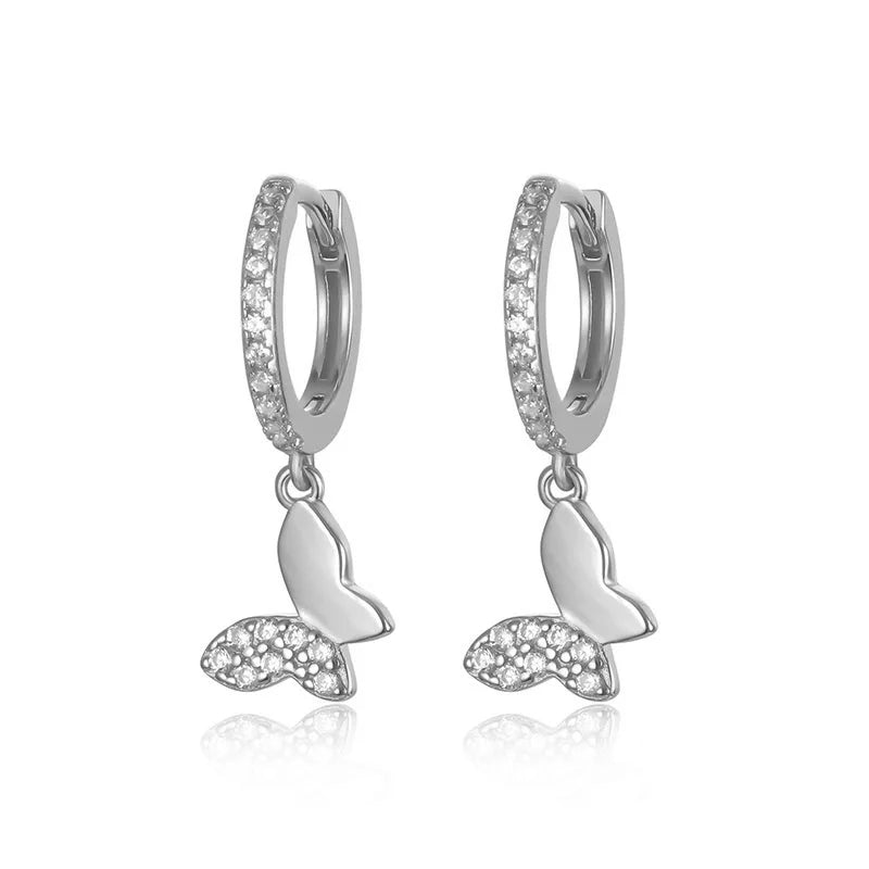 Geometric Zircon Round Bee Butterfly Hoop Earring for Women Cute Animal Huggie Ear Ring Jewelry Pendientes Wholesale