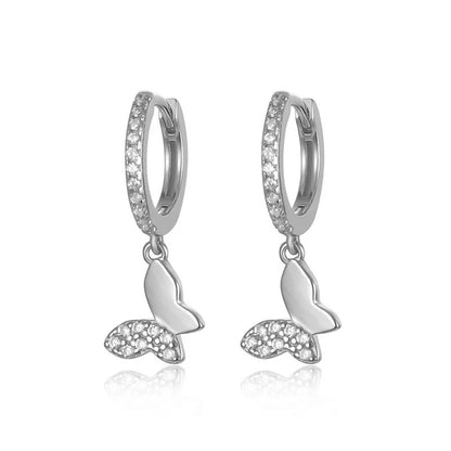 Geometric Zircon Round Bee Butterfly Hoop Earring for Women Cute Animal Huggie Ear Ring Jewelry Pendientes Wholesale