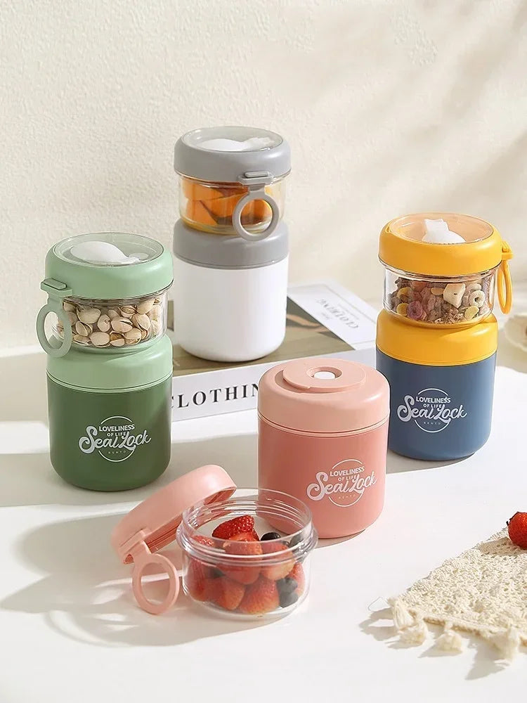 Stainless Steel Soup Cup Breakfast Oat Cups Students Office Workers Portable Milk Fruit Salad Cup Sealed Thermos Container
