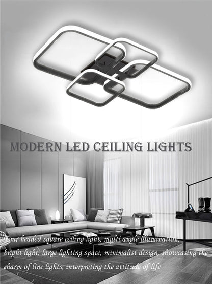 Modern LED Ceiling Light 4 Rings Black White Home Decor Lamp For Bedroom Living Room Restaurant Hotel Indoor Led Lighting Lustre