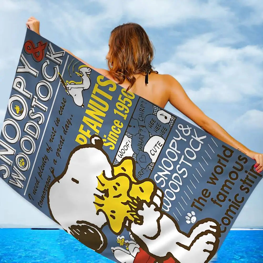 S-Snoopy Anime Cartoon Beach Towel Cute Kawaii Room Decor Bath Girls Children Hand Towels For Bathroom Shower