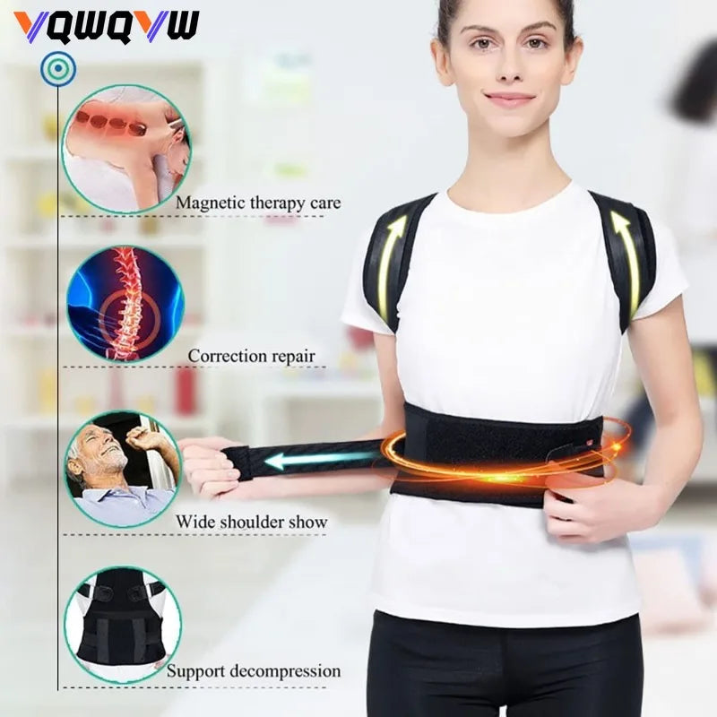 1Pcs Posture Corrector Magnetic Therapy Clavicle Back Straightener Shoulder Support Brace Lumbar Belt Correction,Back Support