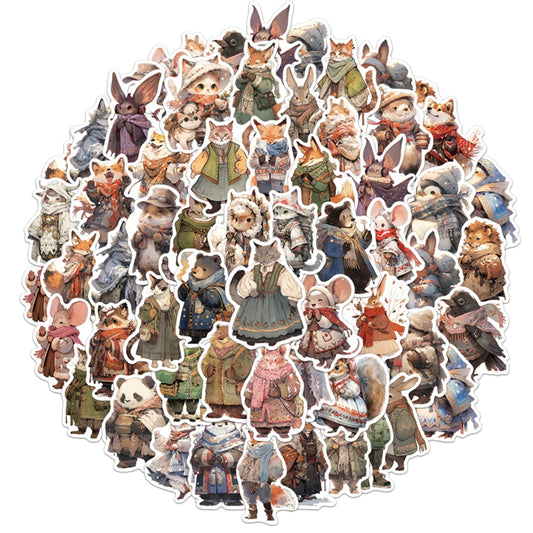 50PCS Creative Winter Animal Cute High Beauty Stickers Phone Cases Handbooks Water Cup Stickers