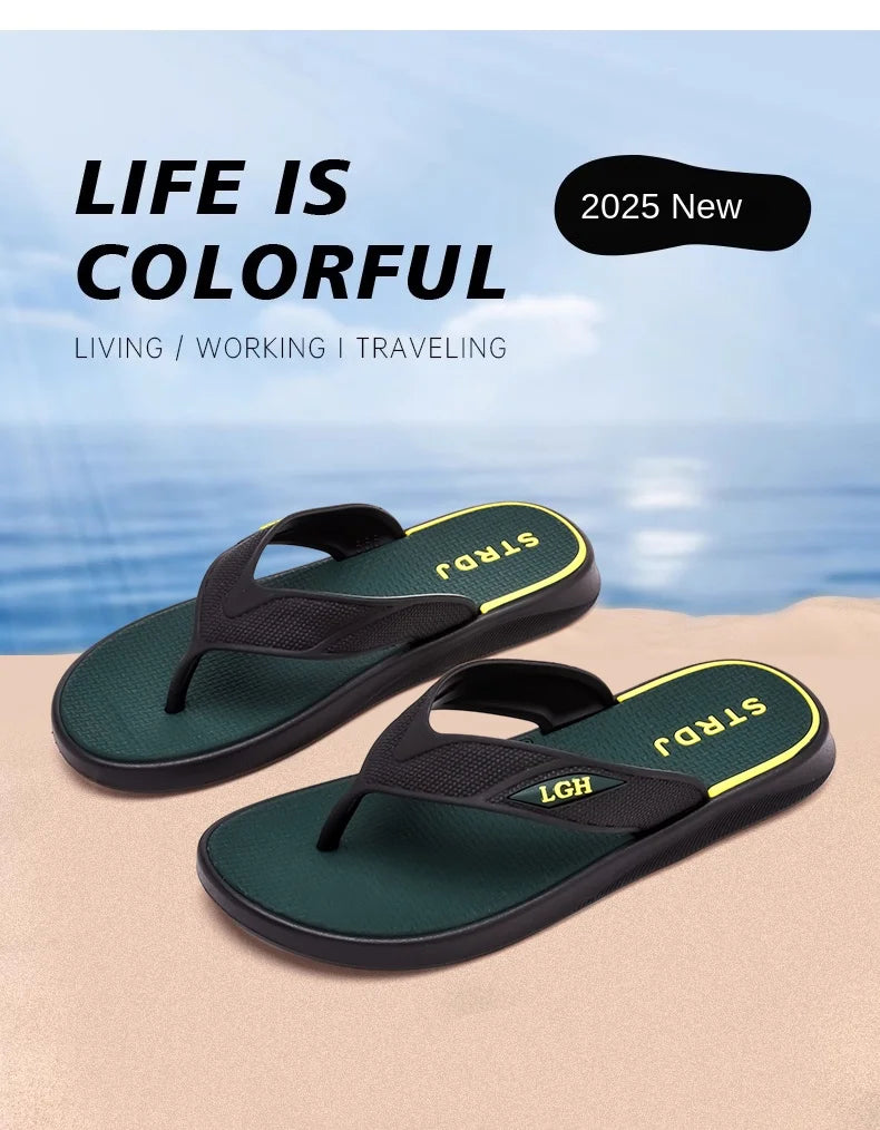 Men's Summer Flip-flops with Anti-odor and Anti-slip Features As Well As Fashionable Super Soft-soled and Trendybeach Flip-flops