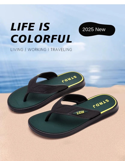 Men's Summer Flip-flops with Anti-odor and Anti-slip Features As Well As Fashionable Super Soft-soled and Trendybeach Flip-flops