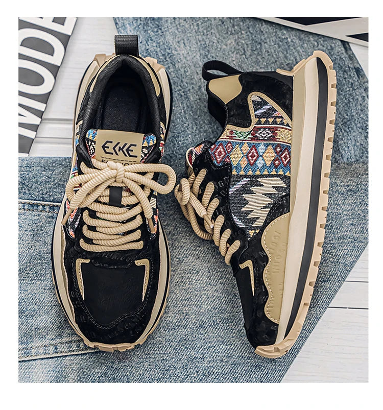 2025 Trend Print Mens Fashion Shoes Design Chunky Men Casual Sneaker Breathable Platform Sneakers Male Running Jogging Shoes