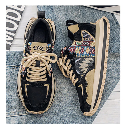 2025 Trend Print Mens Fashion Shoes Design Chunky Men Casual Sneaker Breathable Platform Sneakers Male Running Jogging Shoes