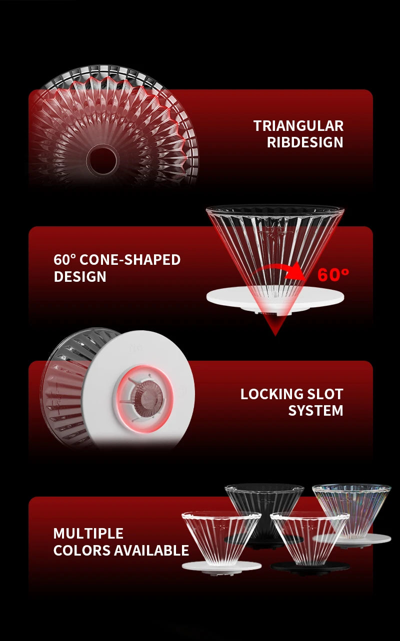 MHW-3BOMBE Pour Over Coffee Dripper Glass Coffee Dripper Coffee Filter Cup Reusable Coffee Drip Filter Cone Coffee Maker